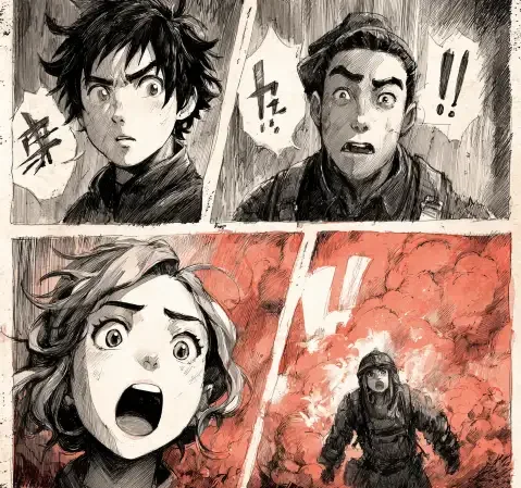 漫画内容边界示意图，标注说明与指导的范围